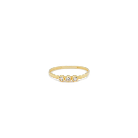 14k Triple Bezel CZ Ring