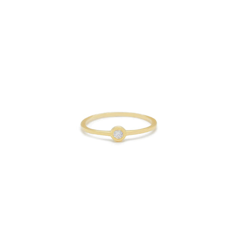 14k Bezel Single CZ Ring