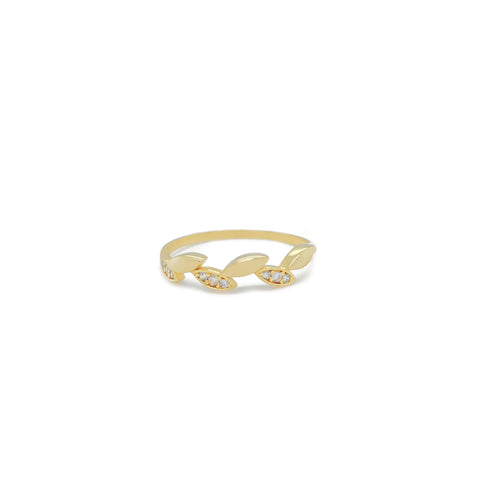 14k Bright Leaf Ring