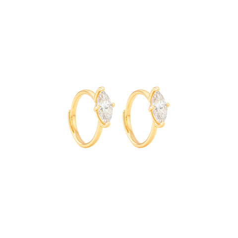 14K “Marquise Radiance” Hoop Earrings – Gold & CZ