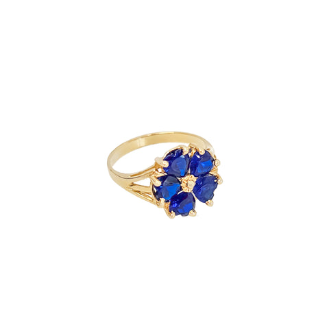 14k Sapphire Flower Ring