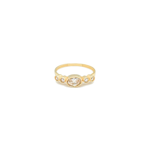 14K Elegant Bezel Crown Ring