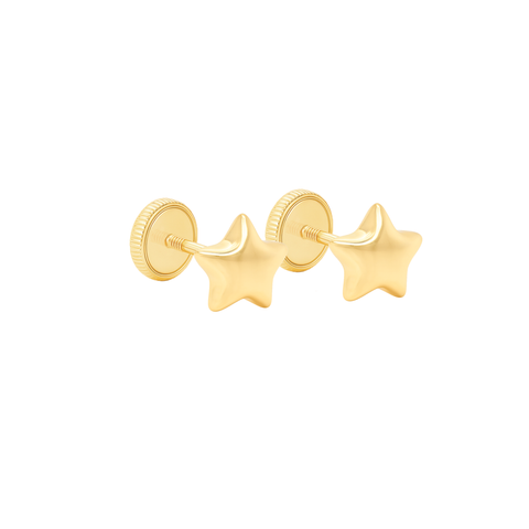 14K “Stellar Whisper” Star Stud Earrings – Plain Gold