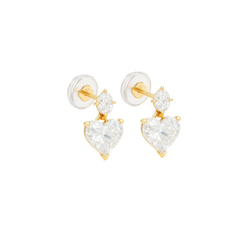 14K “Celestial Heart Glow” Earrings – Gold & CZ