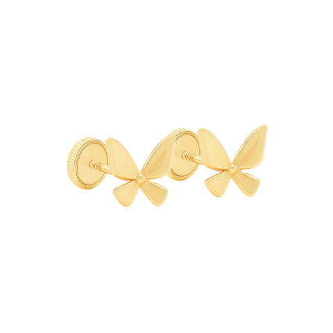 14K “Golden Flutter” Butterfly Stud Earrings – Plain Gold