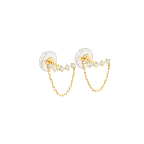 14K “Celestial Chain Sparkle” Earrings – Gold & CZ