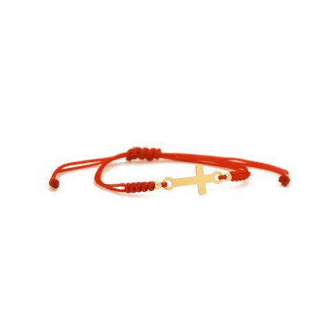 14k Gold Cross  Thread Bracelet