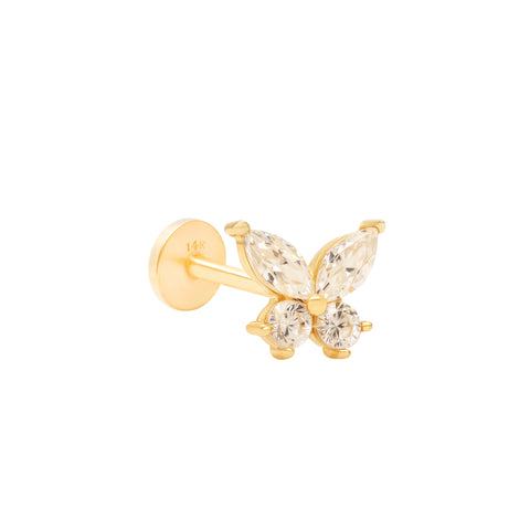 14K Butterfly CZ Piercing