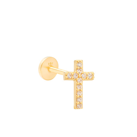 14K Cross CZ Piercing