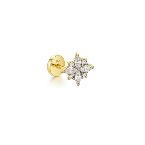 14K “Stellar Bloom” Marquise CZ – Cartilage Piercing