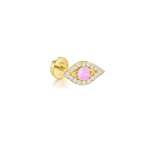 14K “Aura Opal Eye” CZ Halo – Cartilage Piercing