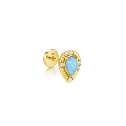 14K “Opal Drop” CZ & Opal – Cartilage Piercing
