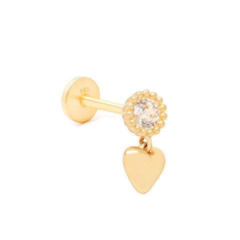 14K Dangling Heart Piercing
