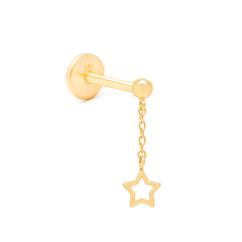 14K Dangling star piercing
