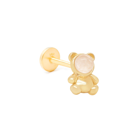 14K Bear Pink Moonstone Piercing