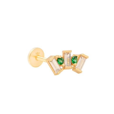 14K Baguette Green Piercing