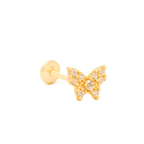 14k Butterfly CZ Piercing