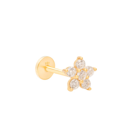 14k CZ Flower Piercing