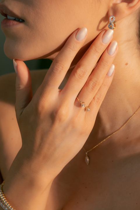 14K “Twilight Duo” Open Ring – Gold & Lab Diamonds