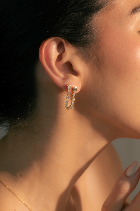 14K “Baguette Radiance” Drop Earrings – Gold & Lab Diamonds