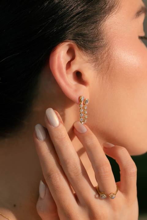 14K “Baguette Radiance” Drop Earrings – Gold & Lab Diamonds