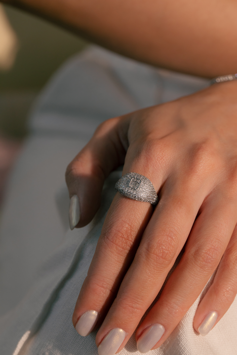 14K “Stardust Dome” Diamond Ring – Gold & Lab Diamonds