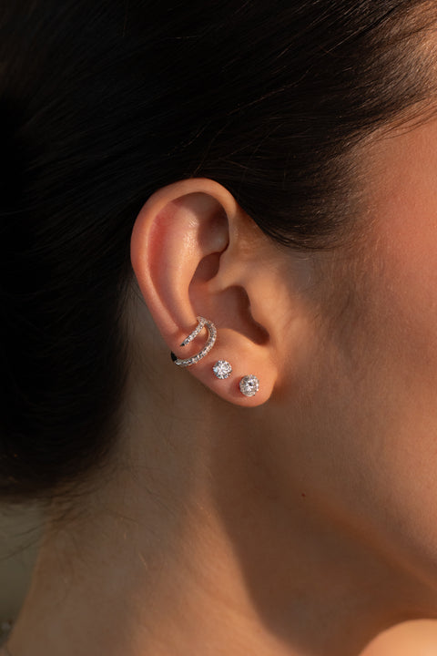 14K “Twin Glow” Diamond Earcuff – White Gold & Lab Diamonds