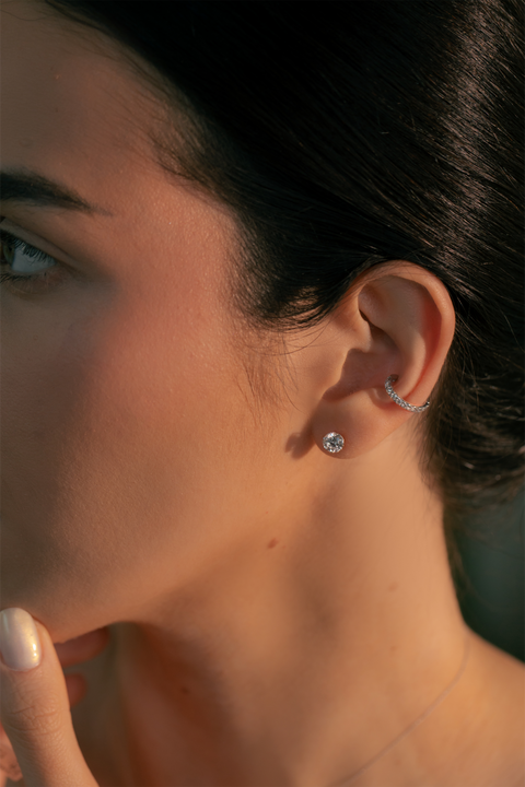 14K “Luminous Arc” Diamond Earcuff – White Gold & Lab Diamonds