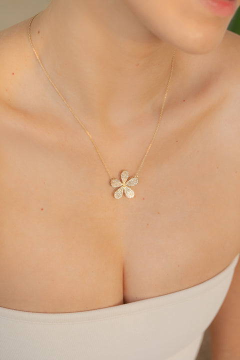 14K “Petal Bloom” Diamond Necklace – Gold & Lab Diamonds