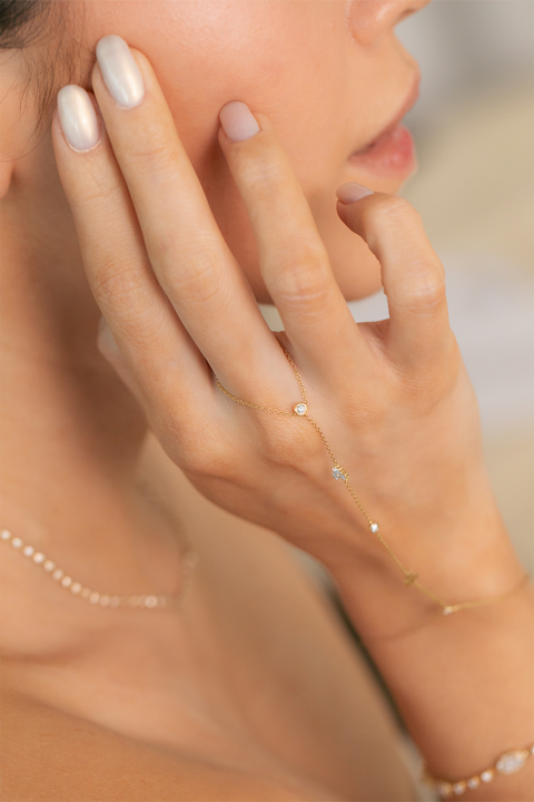14K “Diamond Whisper Hand Chain Bracelet” – Gold & Lab Diamonds