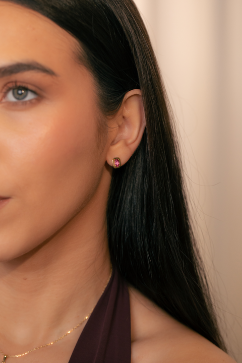 Pretty in Pink 14K Stud Earrings – Gold & Pink Sapphire