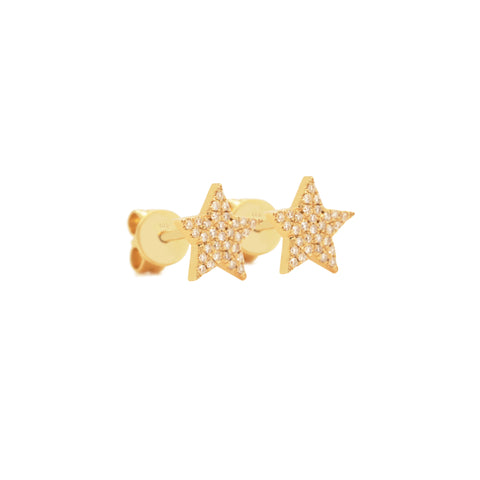 14K Star Diamond Earrings