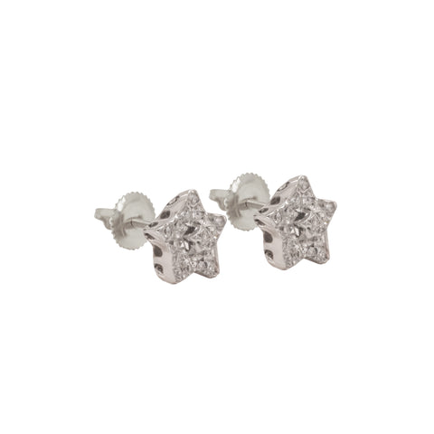 14K High Rise Star Diamond Earrings