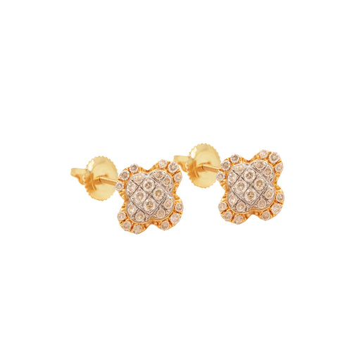 14K Clover Diamond Earrings