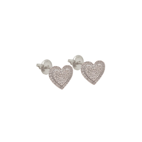 14k Heart Diamond Earrings