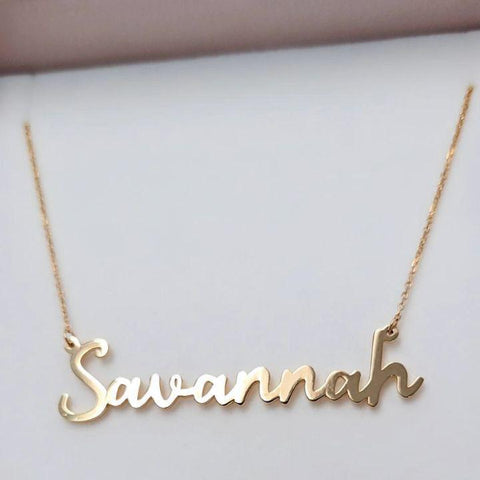 Custom 14k Gold Nameplate Necklace | Personalized Jewelry by Doradus