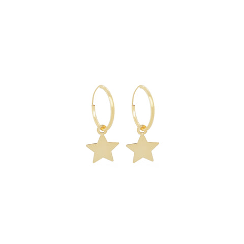 14k Endless Hoop With XL Gold Star