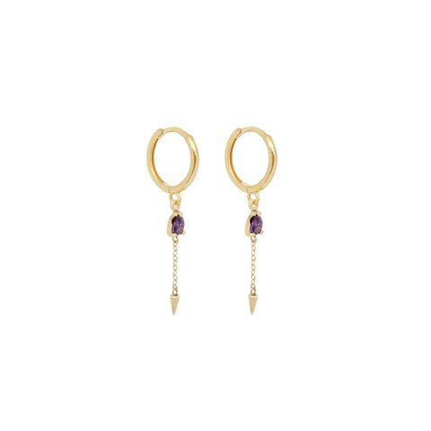 14k Fancy Drop & Spike Huggies