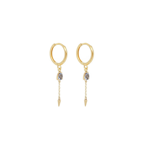 14k Fancy Drop & Spike Huggies