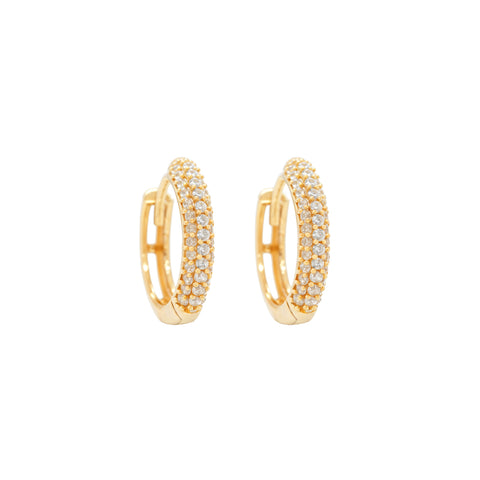 14K Gold Pave Huggies