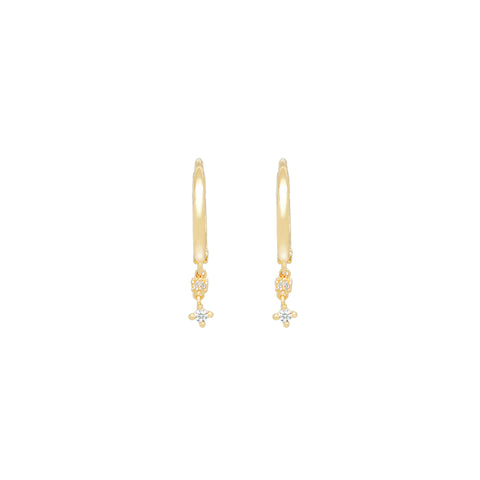14K Tiny Sparkles Huggie Earrings