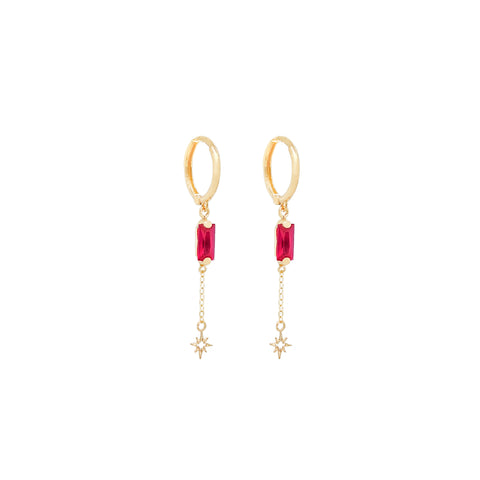 14k Baguette Zirconia Huggies