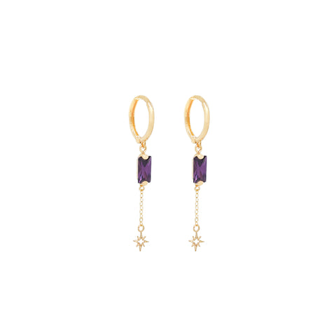 14k Baguette Zirconia Huggies