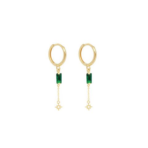 14k Baguette Zirconia Huggies