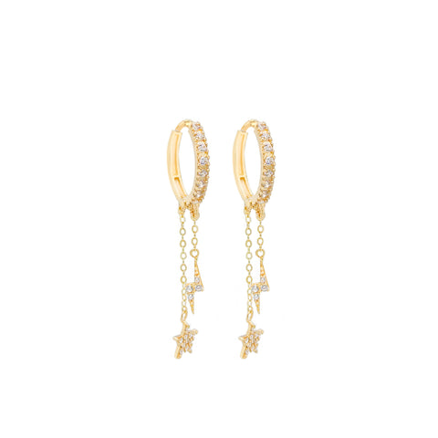 14k Lightning Bolt & Star Huggies