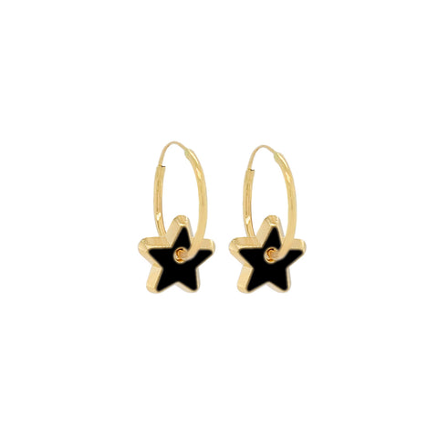 14k Mini Hoop with Enamel Star
