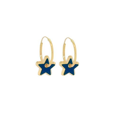 14k Mini Hoop with Enamel Star
