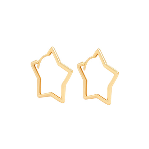 14k Star Huggies