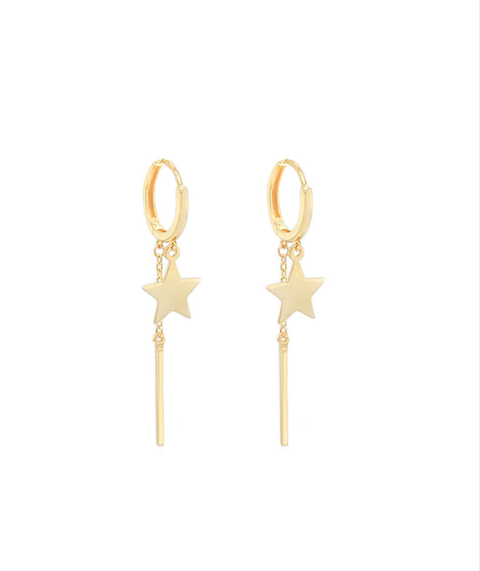 14k Stellar Gold Dangles Huggies
