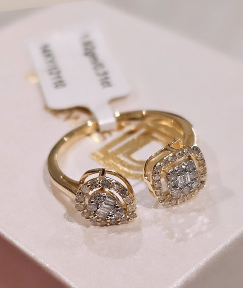 Princess and Pear Diamond Ring